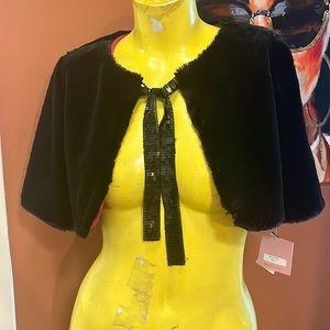 ZOE LTD FAUX FUR BOLERO JACKET SIZE L